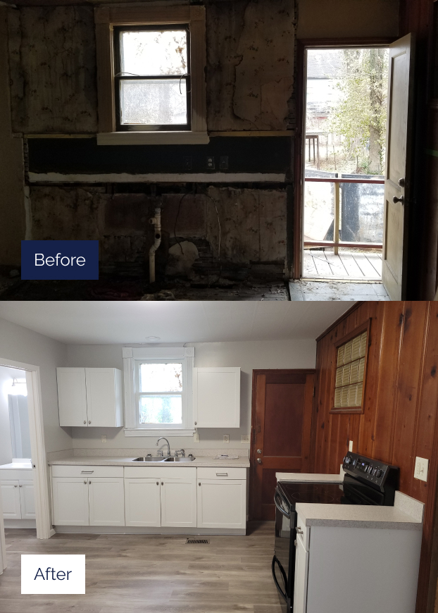 Before and after kitchen remodeling photo